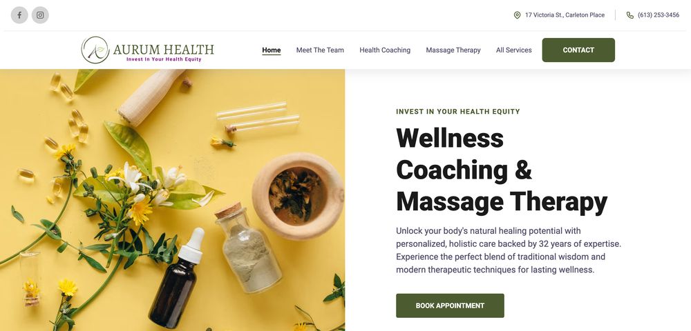 Screnshot of organic website