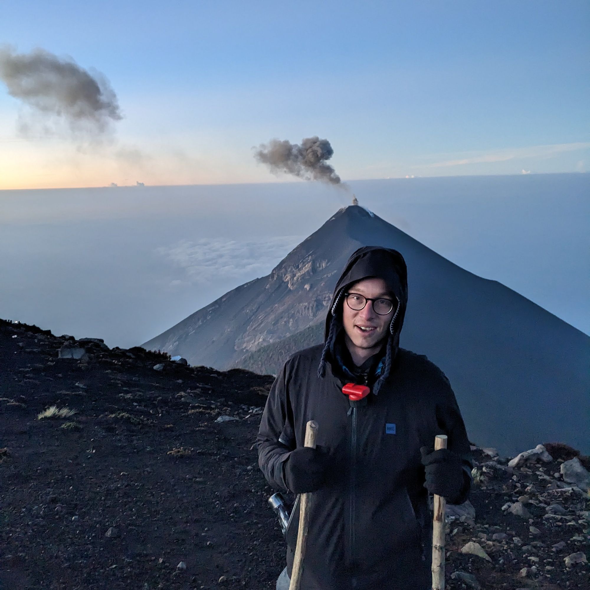 Photo of Casey at volcano